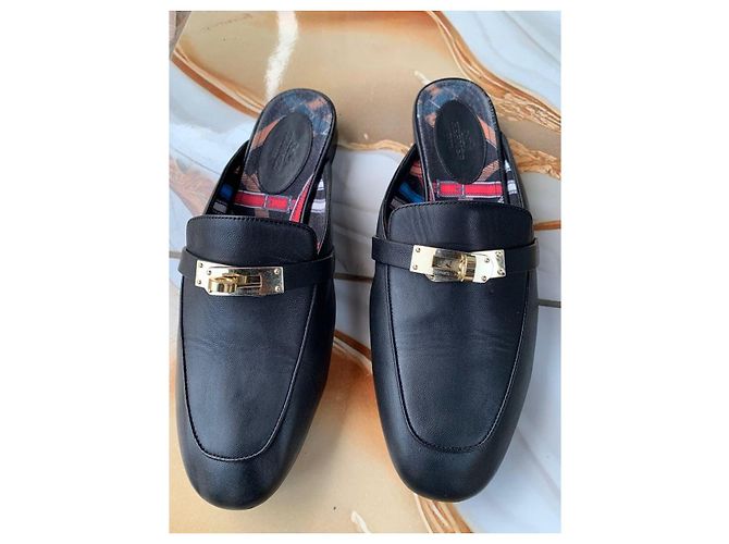 Mule Hermès OZ in pelle nera Nero - vista 3