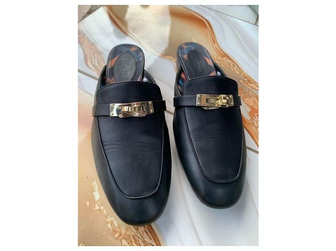 Mule Hermès OZ in pelle nera Nero - vista 8