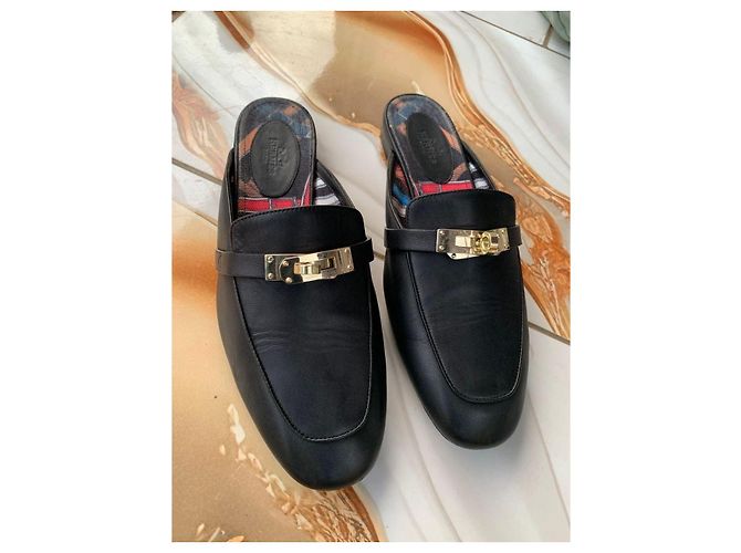 Mule Hermès OZ in pelle nera Nero - vista 9