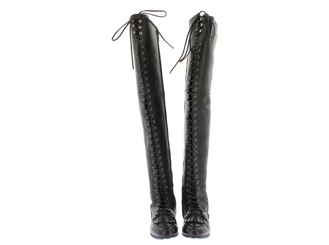 Botas altas de cuero negras Bally Negro - vista 3