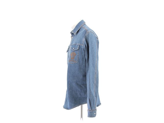 Versace Jeanshemd aus blauer Baumwolle - Ansicht 4
