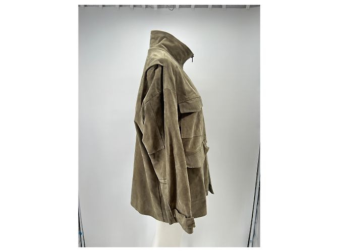Autre Marque THE FRANKIE SHOP Wildlederjacke Khaki M - Ansicht 3