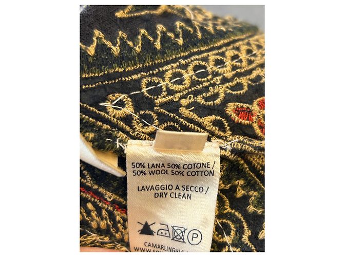 Autre Marque Abito maxi in lana nera con ricami Nero - vista 8