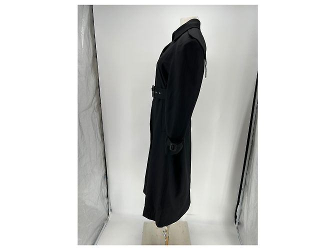 Autre Marque Schwarzer Woll-Trenchcoat mit Gürtel - Ansicht 4