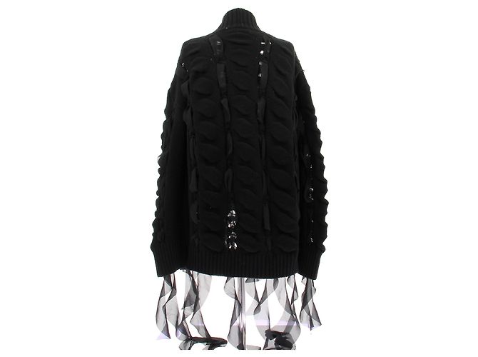 Blumarine Schwarzer Cardigan mit Bändern - Ansicht 2