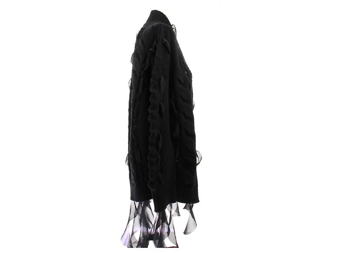 Blumarine Schwarzer Cardigan mit Bändern - Ansicht 3