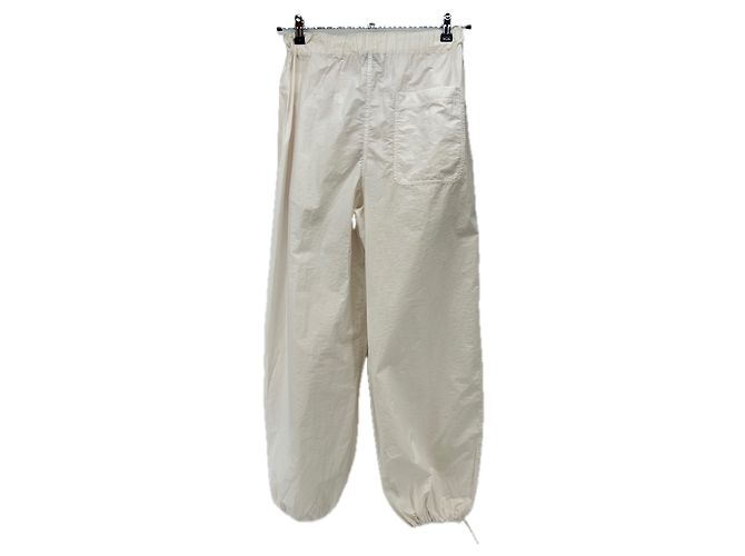 Autre Marque Calças brancas de algodão com ajuste nos tornozelos XS Branco - vista 2