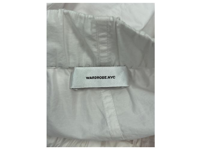 Autre Marque Calças brancas de algodão com ajuste nos tornozelos XS Branco - vista 3