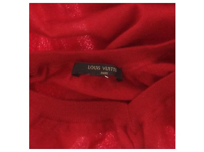 Suéter Louis Vuitton vermelho de lã com decote em V - vista 5