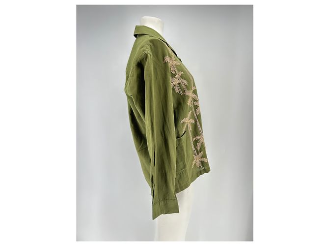 Autre Marque Camisa BAZISZT de algodón caqui con bordado - vista 3