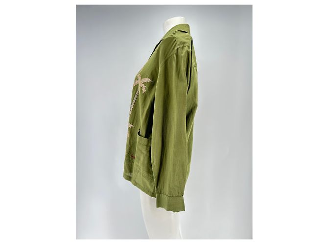 Autre Marque Camisa BAZISZT de algodón caqui con bordado - vista 4
