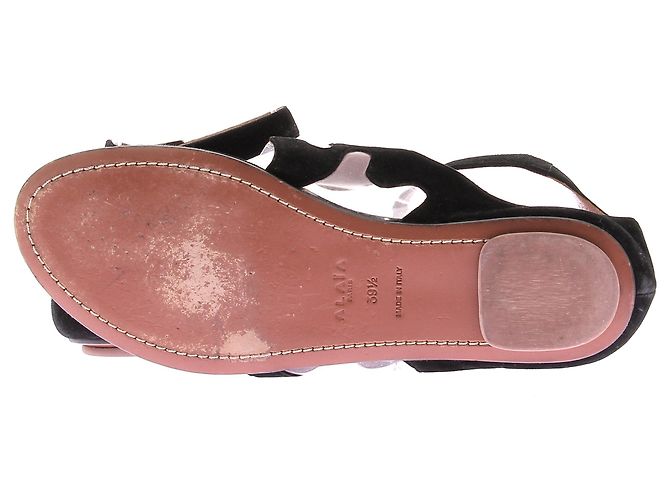 Sandali piatti in camoscio nero Alaïa - vista 7