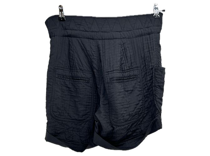 Pantalones cortos negros Isabel Marant Etoile de algodón con cinturón - vista 2