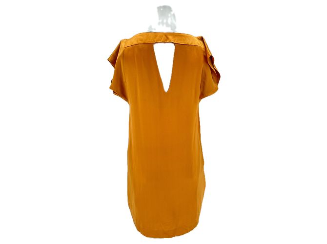 Vestido corto de seda naranja con mangas cortas Just Cavalli - vista 2