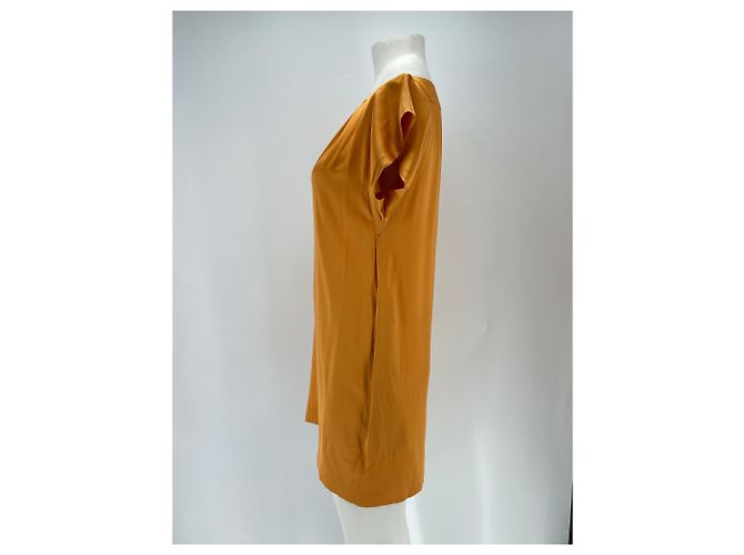 Vestido corto de seda naranja con mangas cortas Just Cavalli - vista 4