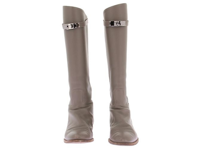 Hermès Taupe Stiefel "Jumping" Grau - Ansicht 4