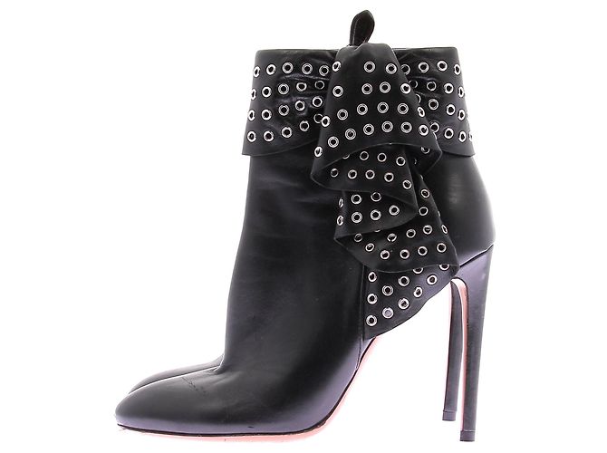 Alaïa Botines de cuero con tacón Negro - vista 3