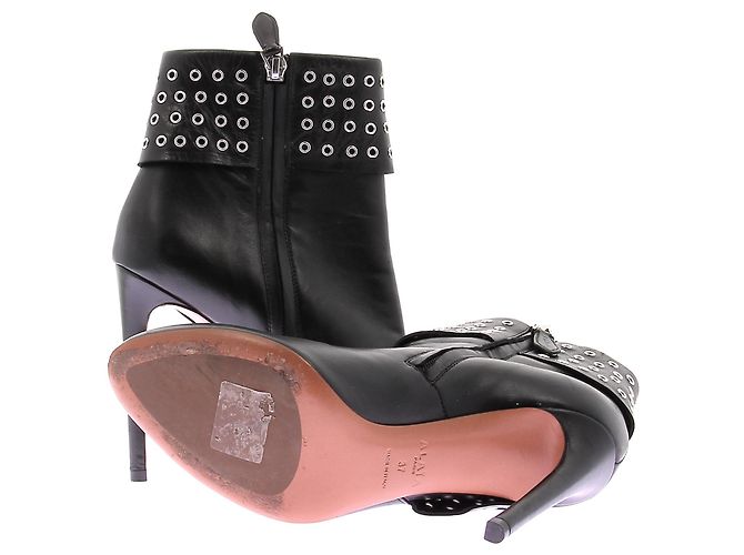 Alaïa Botines de cuero con tacón Negro - vista 7