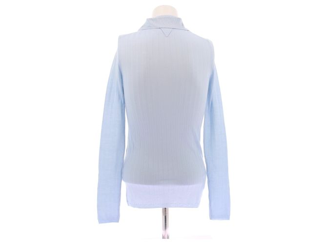 Prada Polo blu a maniche lunghe in cashmere - vista 2