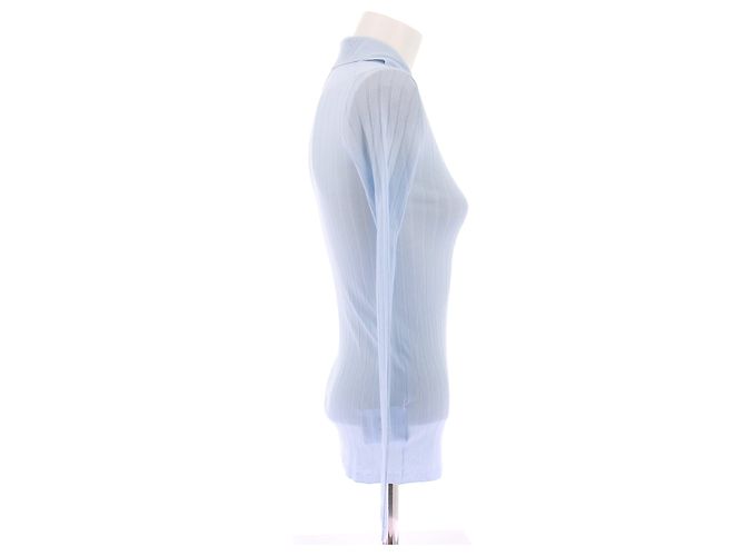 Prada Polo blu a maniche lunghe in cashmere - vista 3