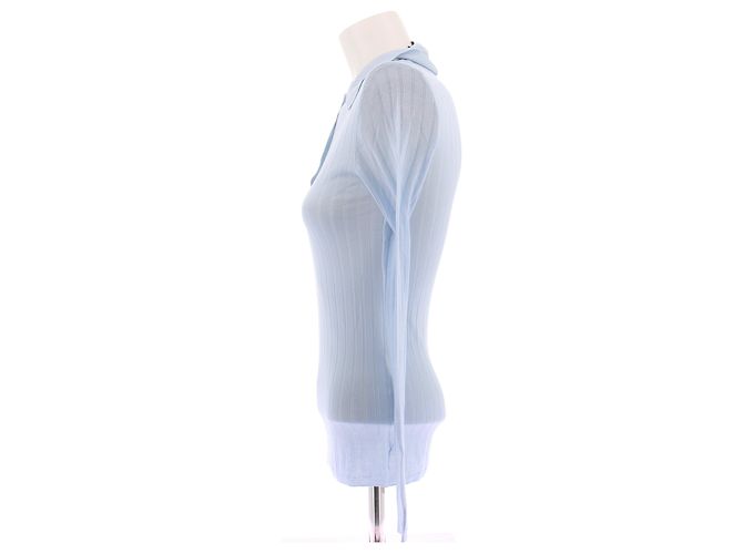 Prada Polo blu a maniche lunghe in cashmere - vista 4