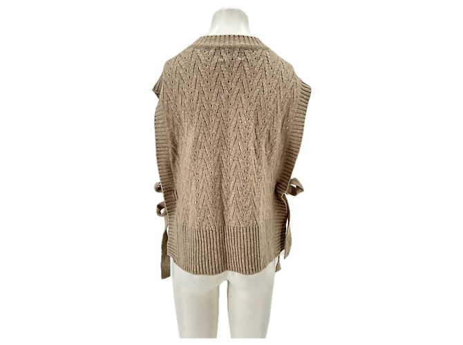 Autre Marque DUPLO Wollpullover beige ärmellos geknotet - Ansicht 2