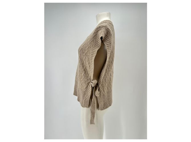 Autre Marque DUPLO Wollpullover beige ärmellos geknotet - Ansicht 4