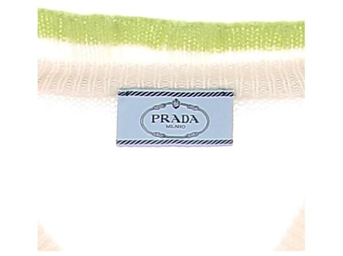 Prada Cremefarbener Pullover mit grünem Kragen aus Kaschmir Beige - Ansicht 5