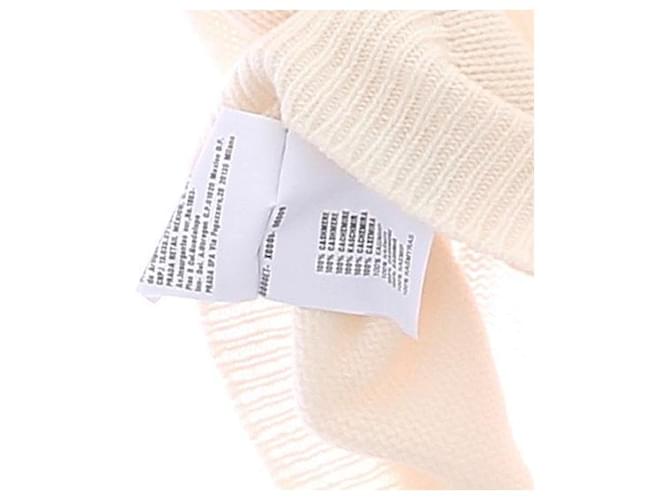 Prada Cremefarbener Pullover mit grünem Kragen aus Kaschmir Beige - Ansicht 6