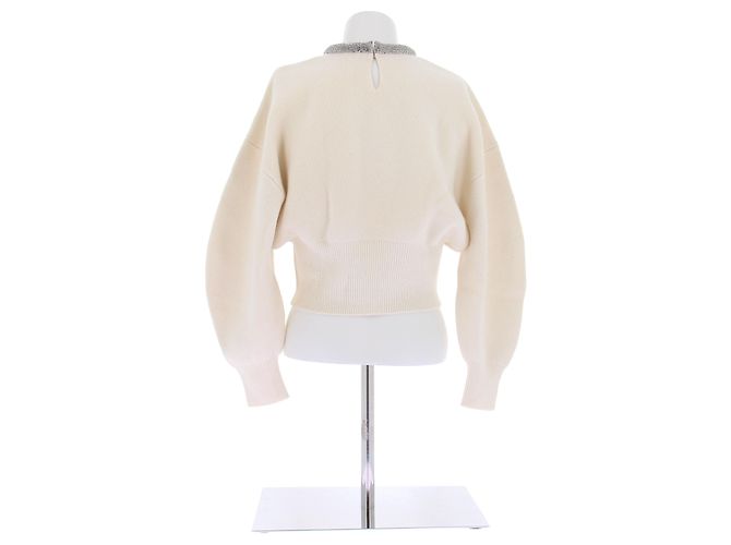 Alexander Wang Suéter blanco con cuello de strass de lana - vista 2