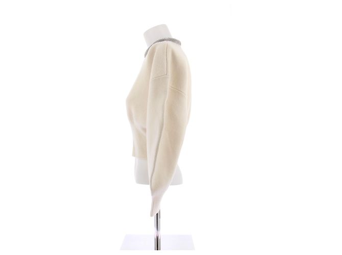 Alexander Wang Suéter blanco con cuello de strass de lana - vista 4