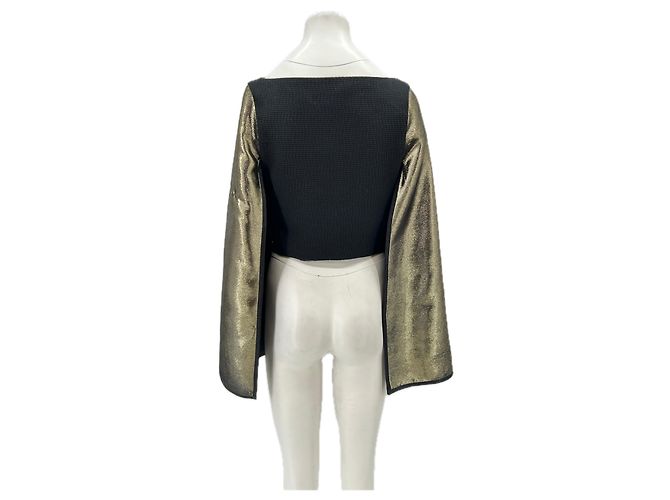 Autre Marque Top negro L'ETIQUETTE con mangas doradas Dorado - vista 2