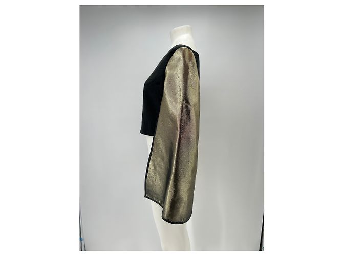 Autre Marque Top negro L'ETIQUETTE con mangas doradas Dorado - vista 4