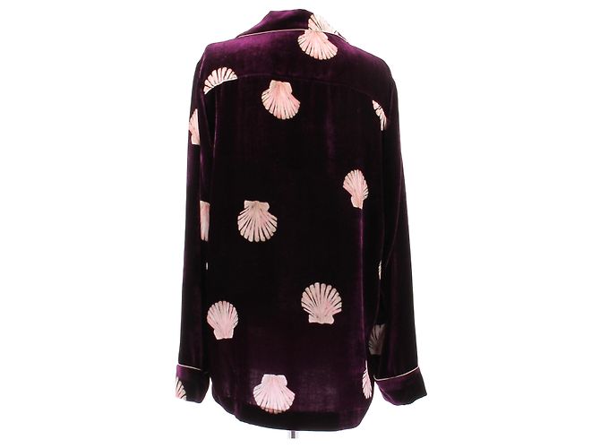 Forte Forte Lila Samtshirt mit Muschelprint - Ansicht 2
