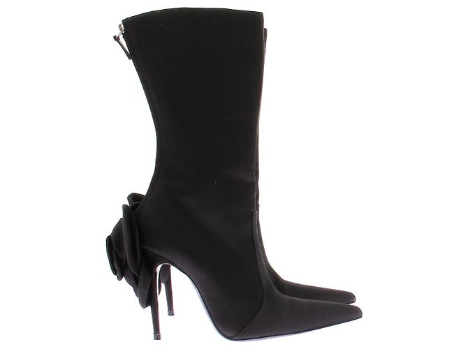 Magda Butrym Stivali neri in satin Nero - vista 3