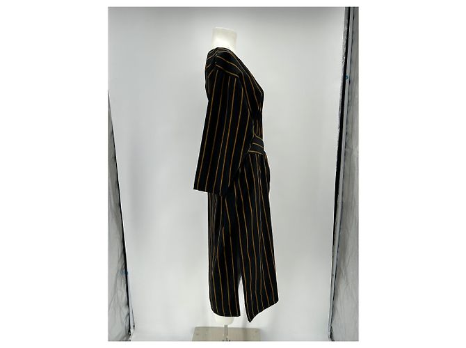 Les Prairies de Paris Gestreiftes Maxikleid Schwarz Marineblau - Ansicht 3