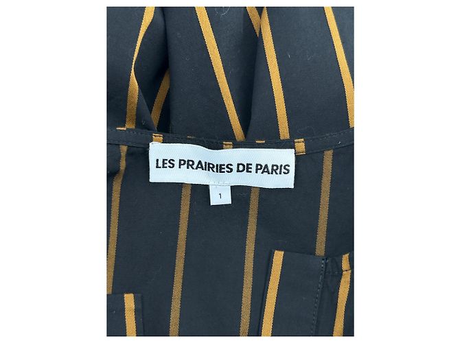 Les Prairies de Paris Gestreiftes Maxikleid Schwarz Marineblau - Ansicht 5
