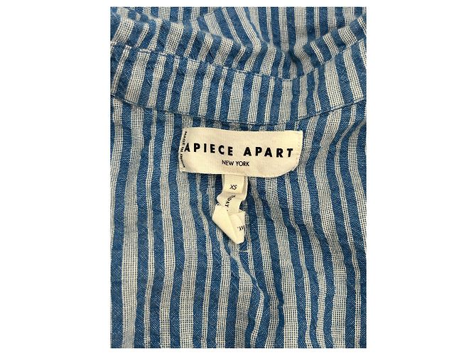 Autre Marque APIECE APART Gestreiftes Midikleid Blau Baumwolle - Ansicht 5