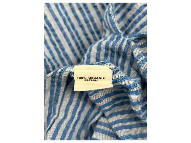 Autre Marque APIECE APART Gestreiftes Midikleid Blau Baumwolle - Ansicht 6