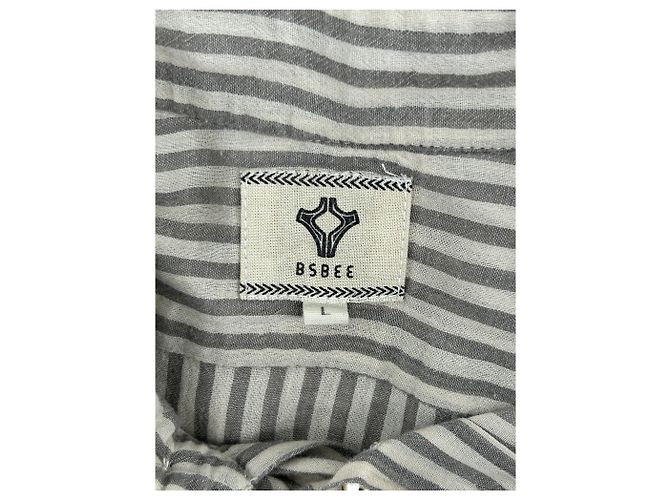 Autre Marque Camicia BSBEE a righe grigie e bianche in cotone Grigio - vista 5