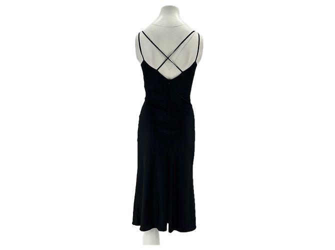 Autre Marque GAÂLA Trägerloses Kleid aus schwarzem Satin - Ansicht 2