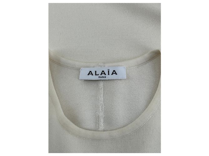 Alaïa Woll-Maxikleid beige - Ansicht 5