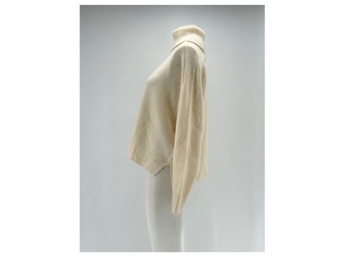 Autre Marque Rollkragenpullover aus einer Mischung aus Kaschmir und Seide Weiß - Ansicht 4
