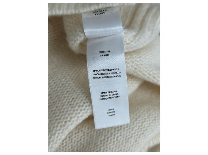 Autre Marque Rollkragenpullover aus einer Mischung aus Kaschmir und Seide Weiß - Ansicht 6