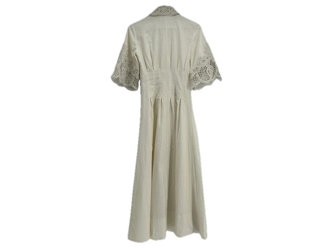 Autre Marque CLEA Leinen Maxikleid weiß mit kurzen Ärmeln - Ansicht 2