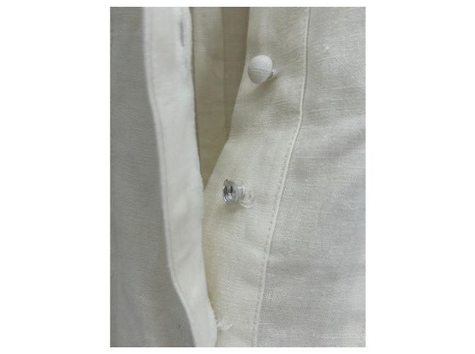 Autre Marque CLEA Leinen Maxikleid weiß mit kurzen Ärmeln - Ansicht 6