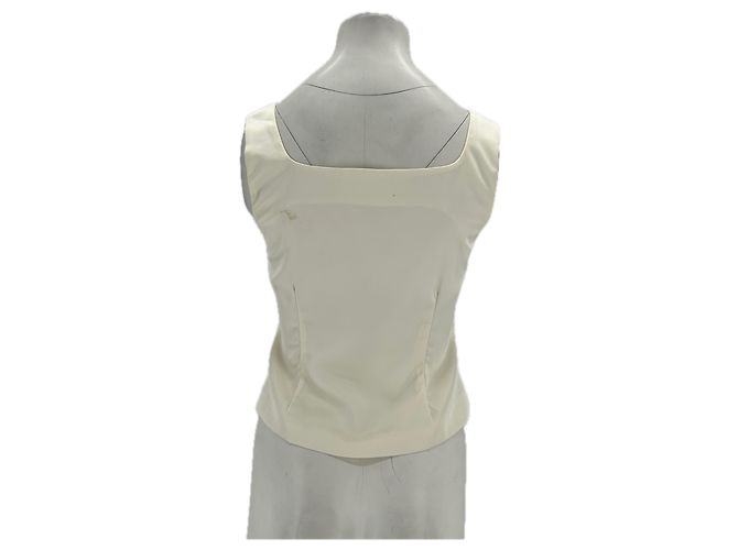Autre Marque Top sem mangas de cetim creme COMMENSE Branco - vista 2