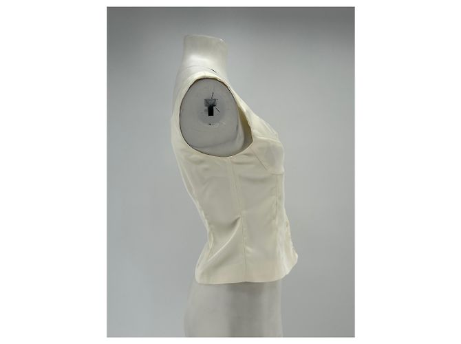 Autre Marque Top sem mangas de cetim creme COMMENSE Branco - vista 3