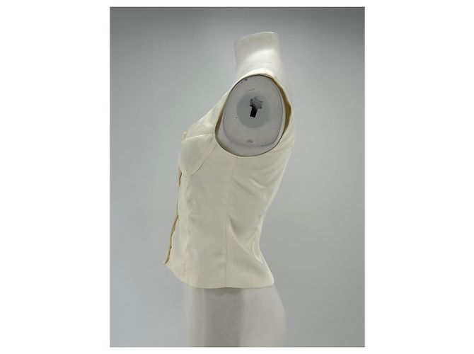 Autre Marque Top sem mangas de cetim creme COMMENSE Branco - vista 4