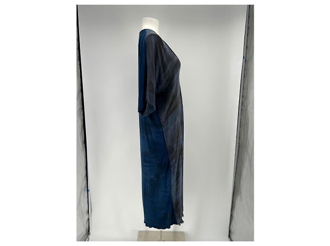 Autre Marque RAQUEL ALLEGRA Maxikleid aus blauer Seide - Ansicht 3